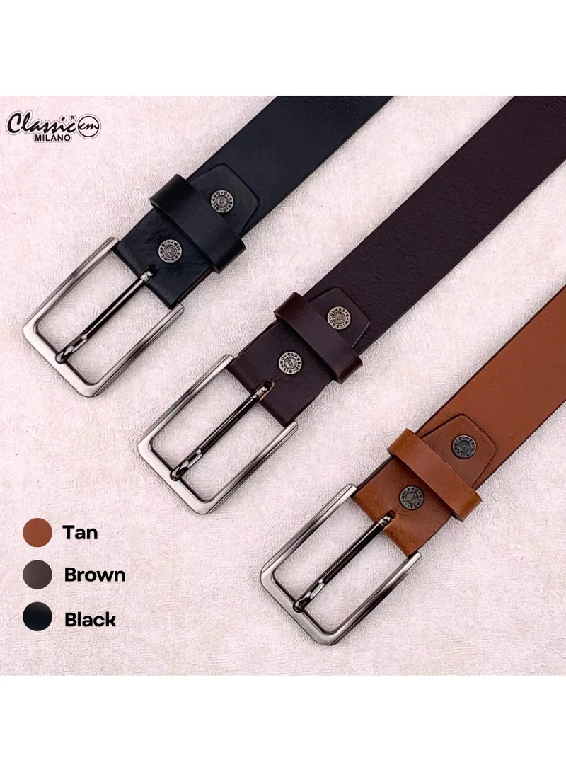 Classic Milano Brown (StateMilled35MM) Classic Milano Genuine Leather Belt for Men – Black and Brown Formal Men's Belt  – Men Belts for Office & Business Wear – Mens Belt Leather with Gift Box for Men | Best Price UAE