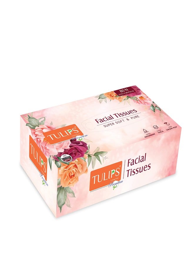 TULIPS Facial Tissue Paper 80 Pulls 3 Ply (Pack of 2) - Image 2