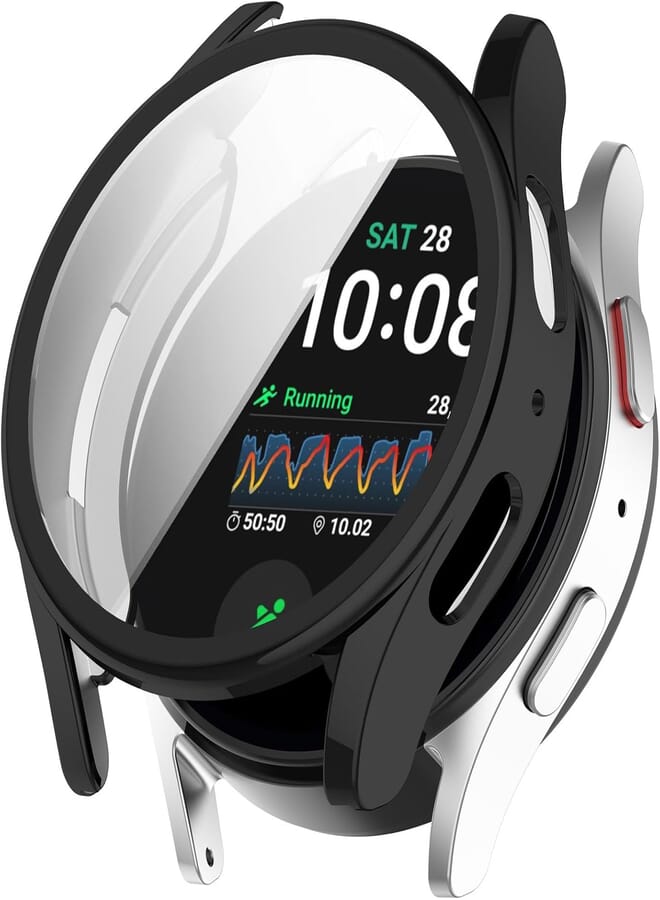 FASHION MANIA fashion mania TPU Soft Case for Samsung Galaxy Watch 7 （40mm）2024 All-Inclusive Anti-Drop Electroplating Cover Screen Protector (black)