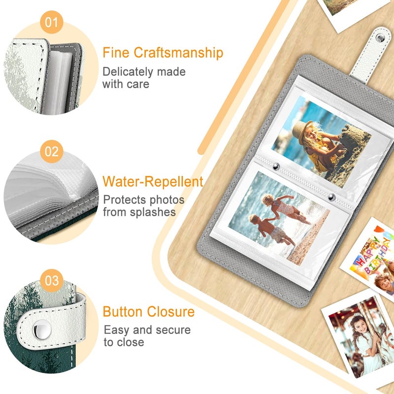 Lebrocoli Mist Forest Small Photos Album for 2x3 Inch Films, 56 Pockets Mini Cute Albums Book for Polaroid Fujifilm Instax Mini Instant Camera Printer, Kpop Photocard Pictures Binders Holders Storage - Image 4
