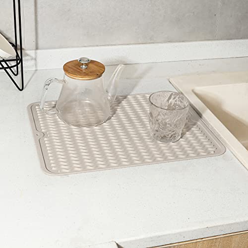 MicoYang Silicone Dish Drying Mat for Multiple Usage,Easy clean,Eco-friendly,Heat-resistant Silicone Mat for Kitchen Counter or Sink,Refrigerator or drawer liner Tapioca L 16 inches x 12 inches - Image 5