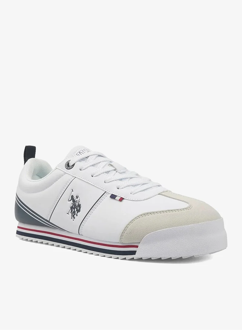 U.S. Polo Assn. white USPA Men's Casual Sneakers – White Lifestyle Sneakers with Navy Accent | Lightweight Lace-Up Walking Shoes | Everyday Comfort Footwear for Men | Best Price UAE