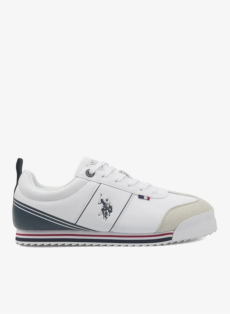 USPA Men's Casual Sneakers – White Lifestyle Sneakers with Navy Accent | Lightweight Lace-Up Walking Shoes | Everyday Comfort Footwear