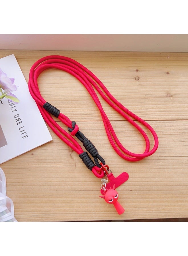 NIBEMINENT Beaded Phone Lanyard, Anti Lost Removable Wrist Strap, Colorful Long Sleeve Bracelet Pendant, Phone Keychain Lanyard,Red On Black