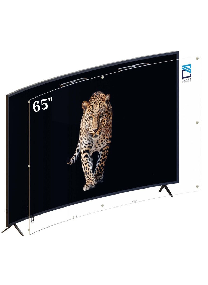 SMART CREATIONS 65 Inch Curved TV Screen Protector, Shatterproof, High Quality, Anti-Blue Ray, Eye Protector, Removable, Waterproof  - Image 1