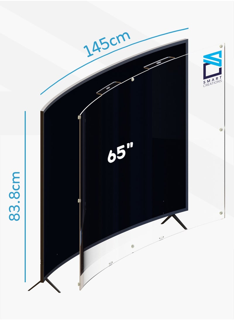 SMART CREATIONS 65 Inch Curved TV Screen Protector, Shatterproof, High Quality, Anti-Blue Ray, Eye Protector, Removable, Waterproof  - Image 2