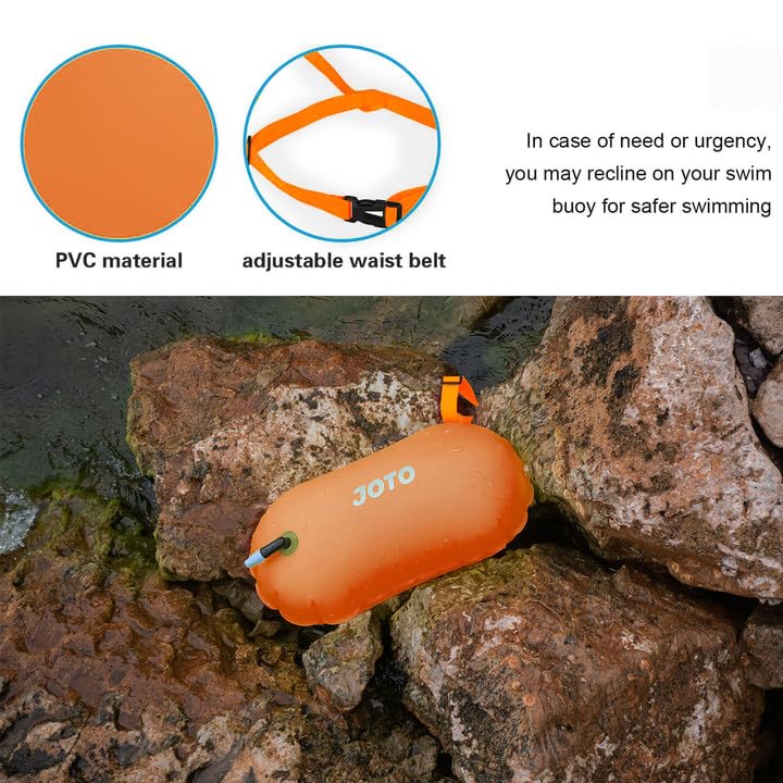 JOTO 2 Pack Swim Buoy Float for Open Water, Swimming Belt Bubble Safety Float with Adjustable Waist, Snorkeling, Swim Training, Triathletes, Kayaking -Orange & Magenta - Image 5