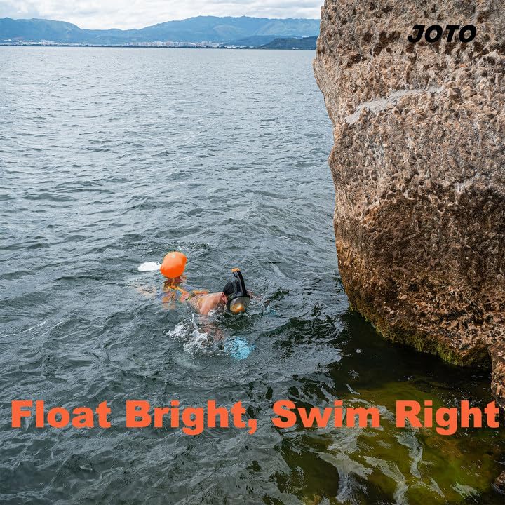 JOTO 2 Pack Swim Buoy Float for Open Water, Swimming Belt Bubble Safety Float with Adjustable Waist, Snorkeling, Swim Training, Triathletes, Kayaking -Orange & Magenta - Image 2