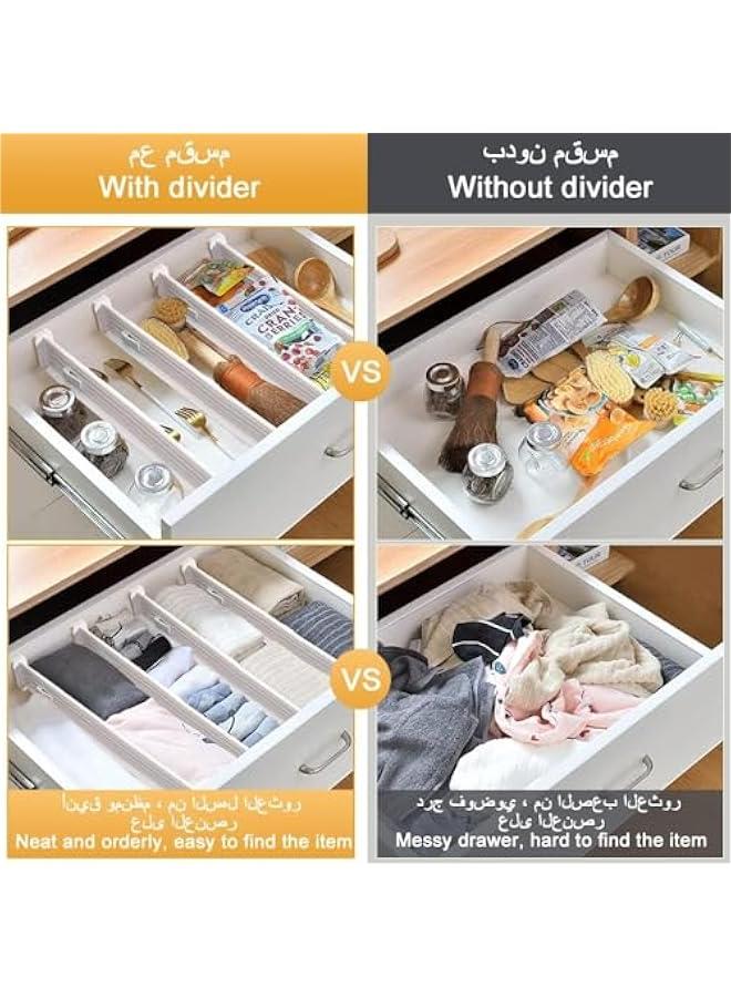 HOOKOR Drawer Dividers Organizers, Expandable Drawer Organization Separators, 4 Pack Adjustable Drawer Divider, Plastic Drawers Separators for Clothing, Drawers Separators for Kitchen Utensils and Office  - Image 2