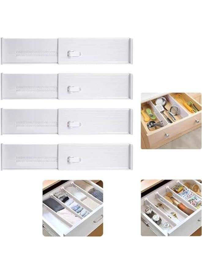 HOOKOR Drawer Dividers Organizers, Expandable Drawer Organization Separators, 4 Pack Adjustable Drawer Divider, Plastic Drawers Separators for Clothing, Drawers Separators for Kitchen Utensils and Office  - Image 1