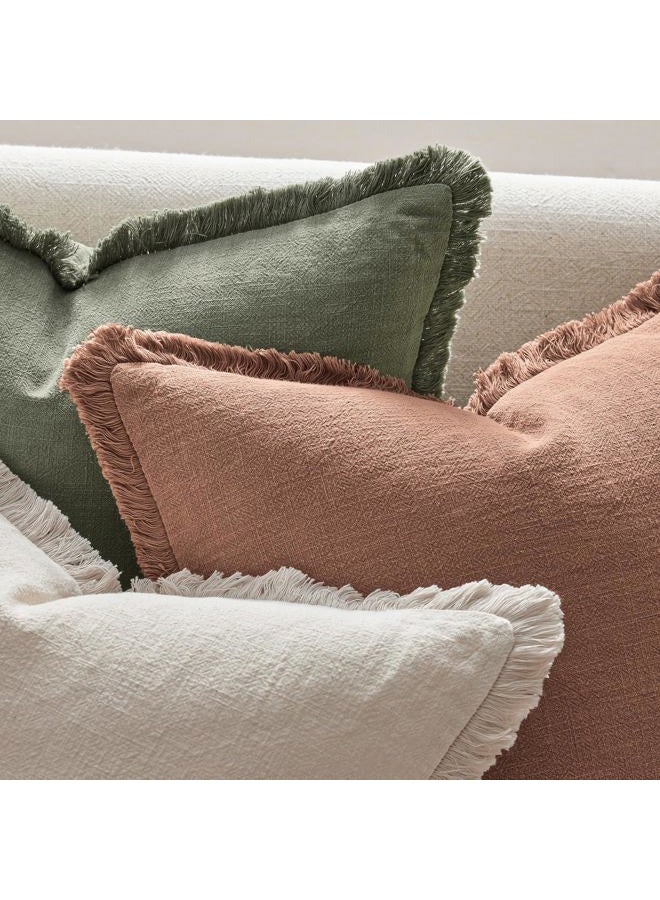 ANRODUO Set of 1 Decorative Throw Pillow Covers 14×36 Inch Soft Linen Fringe Long Farmhouse Boho Vintage Cushion Covers with Tassels Lumbar Pillowcase for Bed Couch Sofa Living Room Natural Beige - Image 4