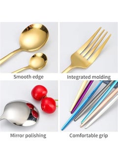 HOOKOR Silverware Flatware Set, 24-piece Portuguese Tableware Set, Stainless Steel Tableware, Four Main Pieces, Knife, Fork And Spoon (Black)  - Image 5