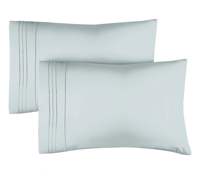 CGK Unlimited CGK Unlimited King Pillow Cases (Set of 2) - Extra Soft  Hotel Quality Pillowcase Covers- Comfy Bedding for All- Machine Washable Pillow Protectors- 2 Piece- Ice Blue  - Image 1