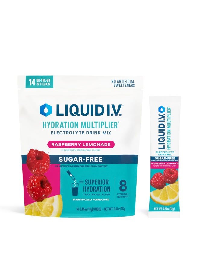Liquid I.V. ® مضاعف الترطيب خالي من السكر - ليمون توت العليق | مسحوق مشروب الإلكتروليت | عبوة واحدة (14 حصة) - Image 1