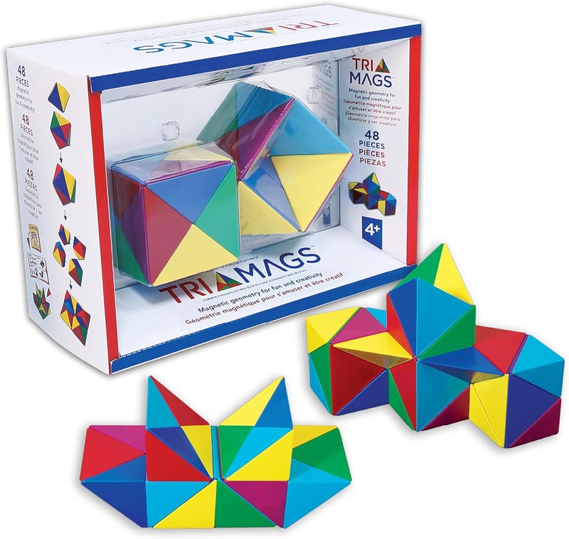 Popular Playthings Tri-Mags 48-Piece Magnetic Building Set for Creative Play - Image 1