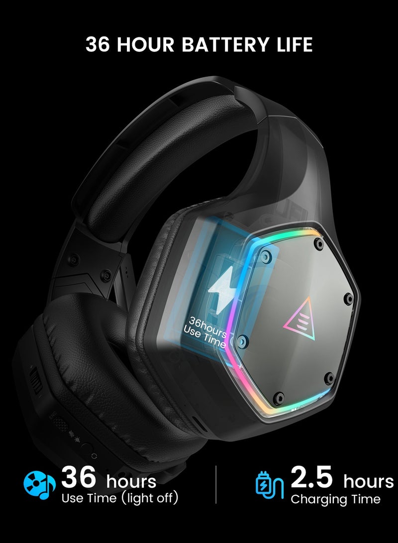 إكسا سماعة ألعاب EKSA اللاسلكية، سماعات ألعاب USB بتردد 2.4GHz مع ميكروفون لأجهزة الكمبيوتر، PS5، PS4، نينتندو سويتش، سماعة محيطية 7.1 لأجهزة الكمبيوتر، إضاءة RGB، تصميم مريح، سلكية 3.5 مم لجهاز Xbox Series - Image 4