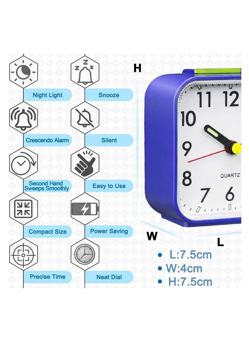 Generic - Silent Alarm Clock, Bedside Non Ticking Battery Powered Bedside Clocks Travel Alarm Clock Basic Bedroom Clock Table Clocks Luminous Large Display Snooze Light Function for Bedroom Office - Image 1