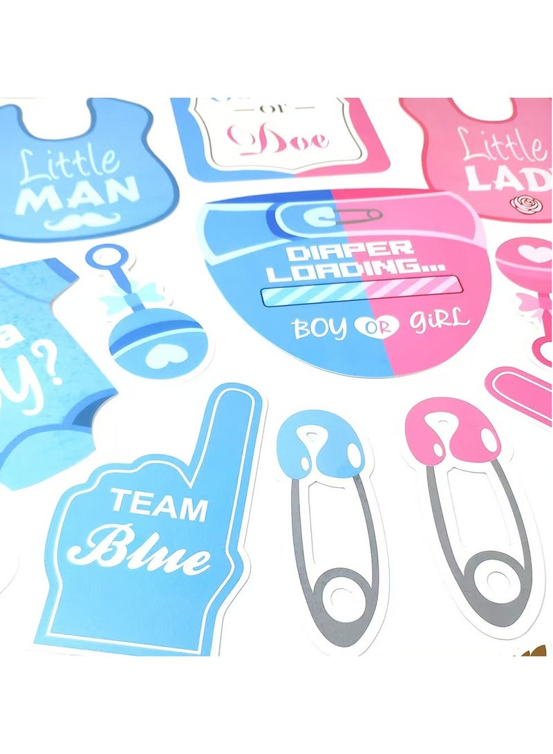 30Pcs Gender Reveal Games, Gender Reveal Photo Booth Props with Stick, Gender Reveal Props, Boy or Girl Gender Reveal Party Supplies - Image 2