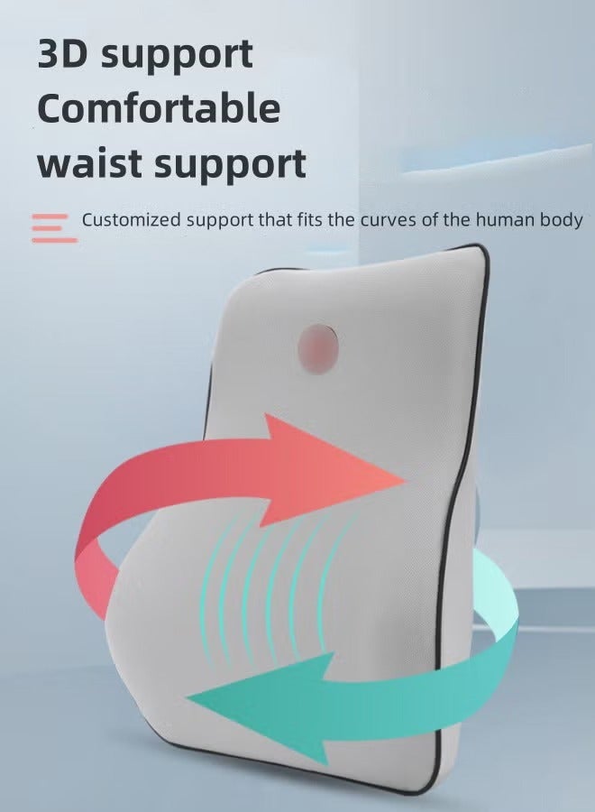 car accessories,Car Back Cushion Lumbar Support And Car Neck Pillow car pillow Kit Memory Foam Erognomic Design Universal Fit Muscle Pain And Tension Relief car seat back support For Car Seat car seat cover (Grey) - Image 5