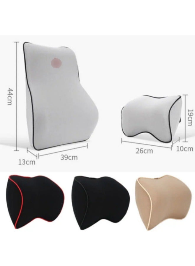 car accessories,Car Back Cushion Lumbar Support And Car Neck Pillow car pillow Kit Memory Foam Erognomic Design Universal Fit Muscle Pain And Tension Relief car seat back support For Car Seat car seat cover (Grey) - Image 2