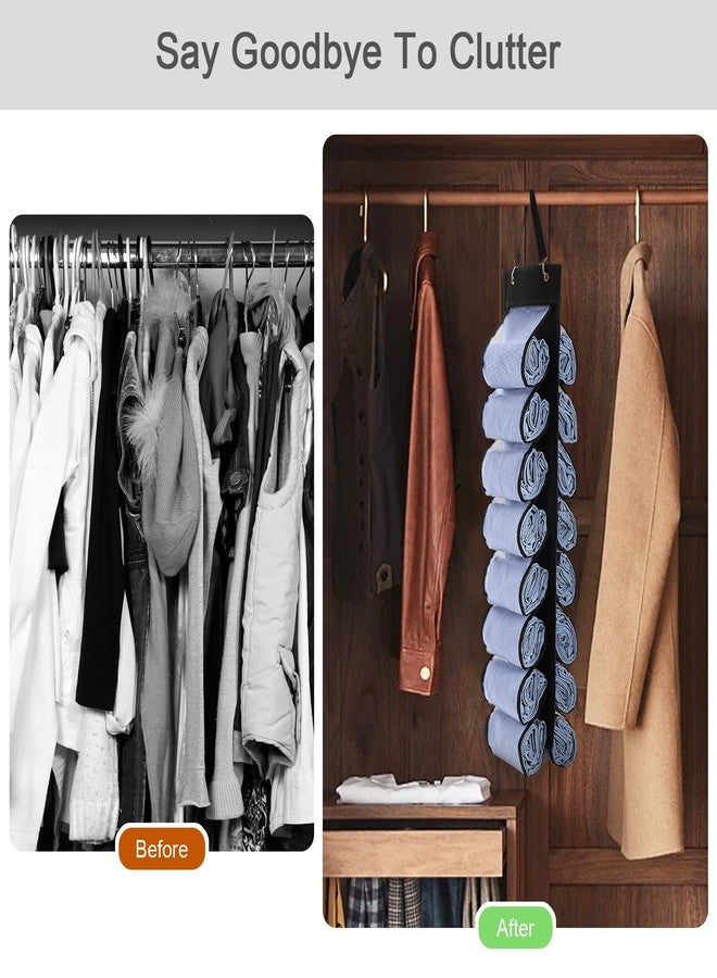 DHSFKBE Legging Organizer Storage, T-Shirt Organizer, Foldable Hanging Closet Organizer, Hanging Clothes Organizer with 16 Roll Compartments for Yoga Clothes, Pants, Tank Top, Towel, Underwear, Shirt (Black) - Image 4