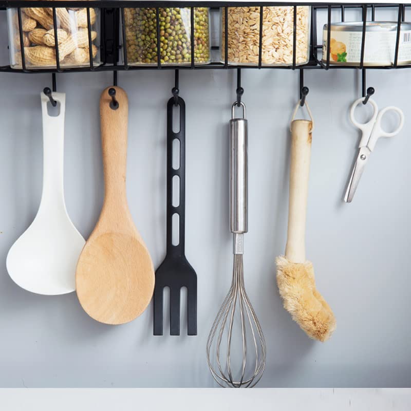 Dayish Stainless Steel Bathroom Shelf/Kitchen Shelf/Bathroom Shelf and Rack/Bathroom Accessories with 6 Hooks - Black - Image 4