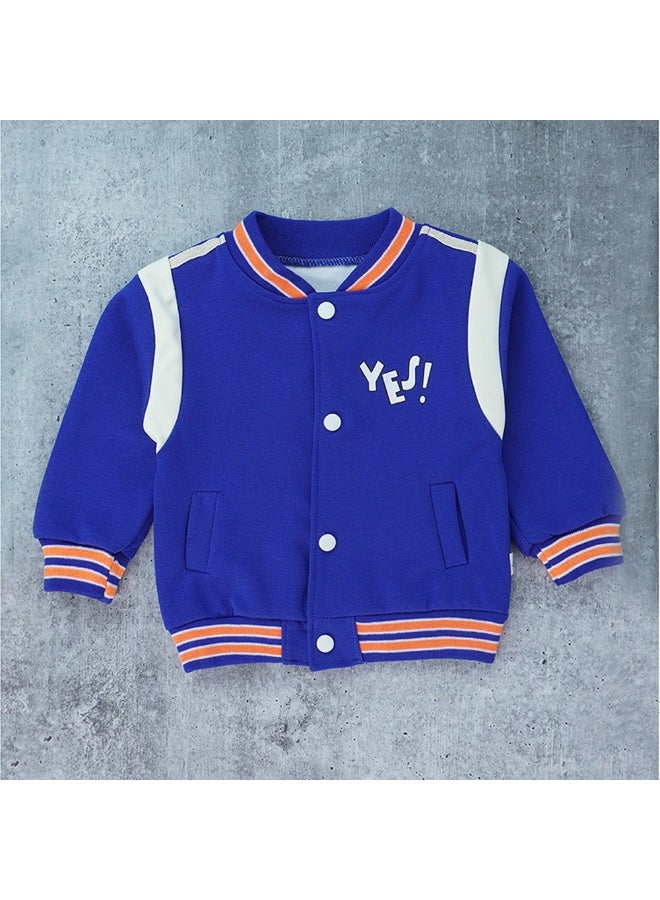 LITTLE SURPRISE BOX 3pcs Blue & Orange Varsity Jacket with matching Tracks for toddler and Kids  - Image 4
