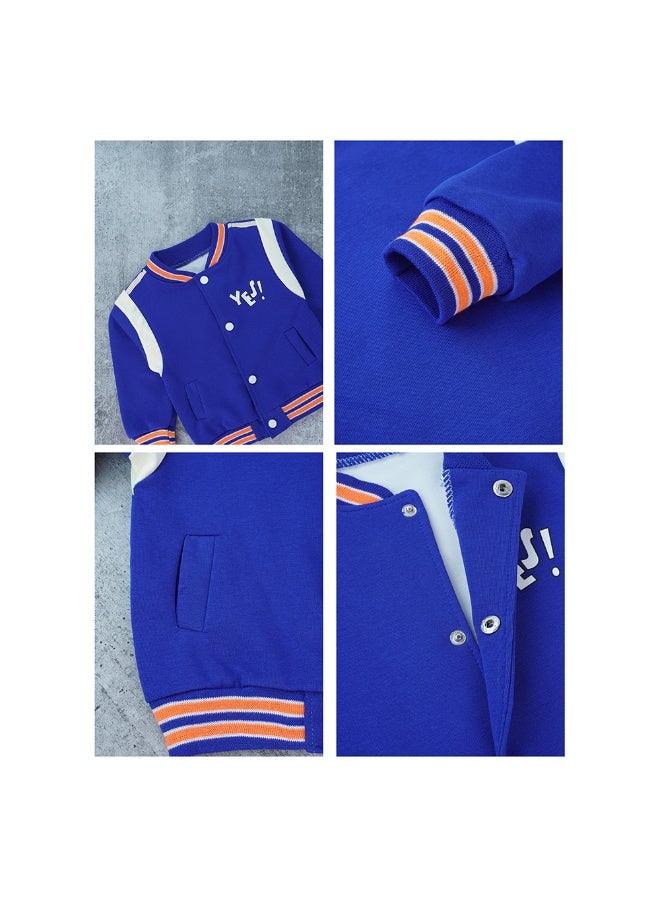 LITTLE SURPRISE BOX 3pcs Blue & Orange Varsity Jacket with matching Tracks for toddler and Kids  - Image 5