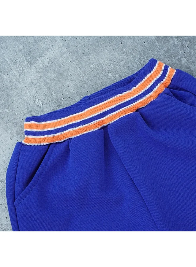 LITTLE SURPRISE BOX 3pcs Blue & Orange Varsity Jacket with matching Tracks for toddler and Kids