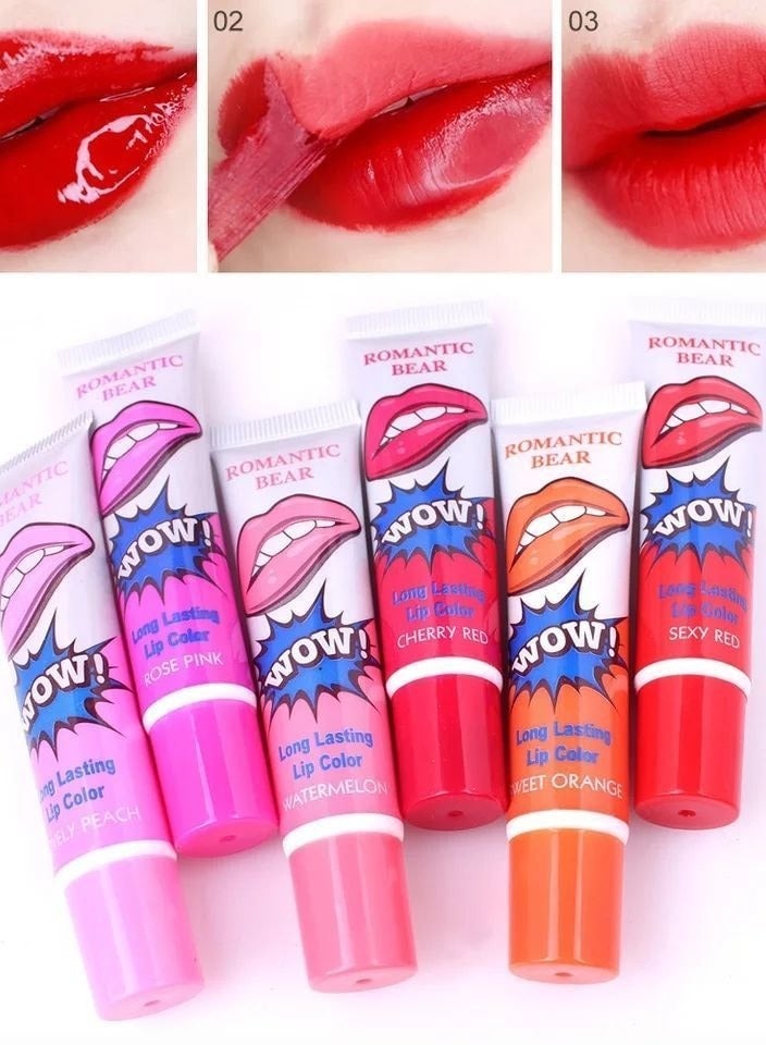 ملمع الشفاه السحري، طبقة تاتو قابلة للتقشير ملونة مقاومة للماء وتدوم طويلا 6 الوان مختلفين