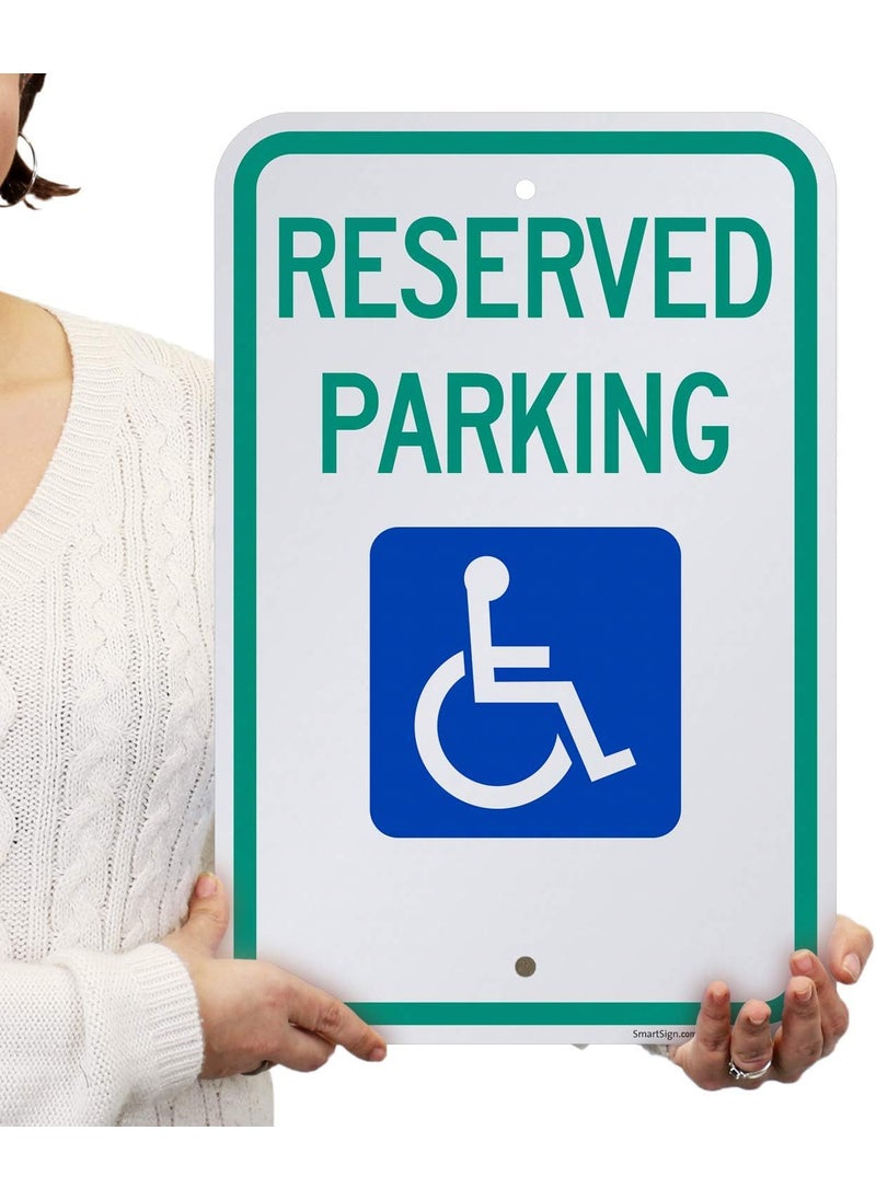 SmartSign SmartSign Basics Reserved Parking Federal Handicap Parking Sign  12 x 18 Engineer Grade Reflective 80 mil ACM Made in USA  - Image 1