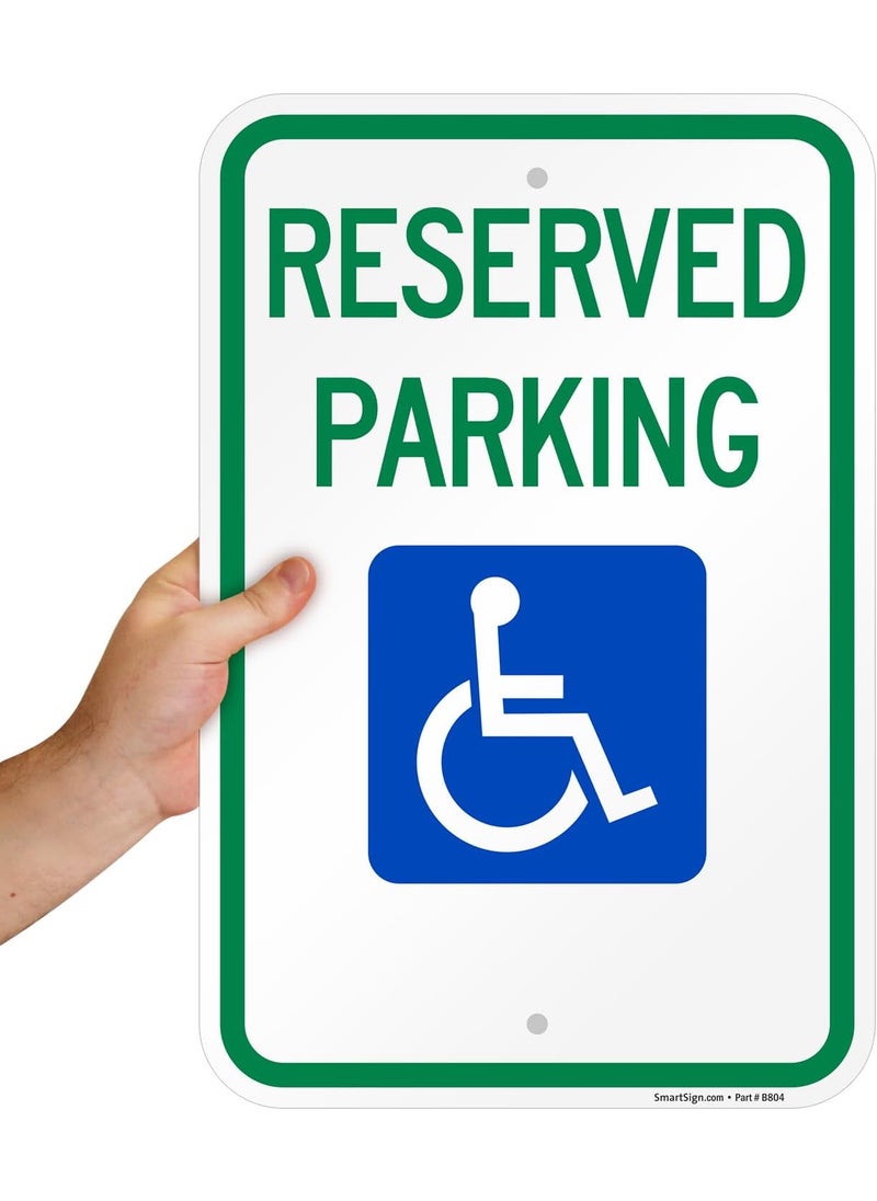SmartSign SmartSign Basics Reserved Parking Federal Handicap Parking Sign  12 x 18 Engineer Grade Reflective 80 mil ACM Made in USA  - Image 3