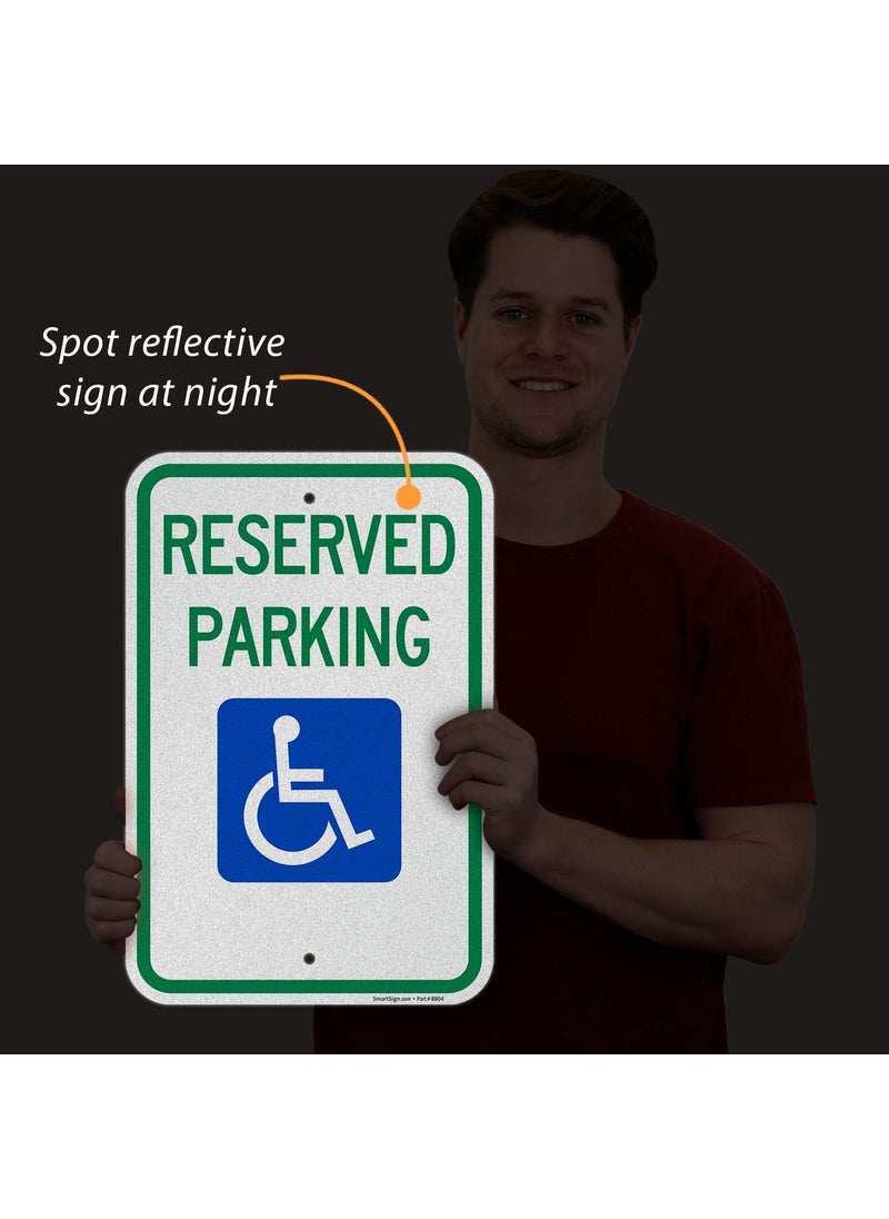 SmartSign SmartSign Basics Reserved Parking Federal Handicap Parking Sign  12 x 18 Engineer Grade Reflective 80 mil ACM Made in USA  - Image 5