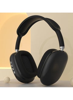 P9 Ultra wireless headphones with microphone- rechargeable over ear wireless bluetooth headphones with 10hr playtime, sd slot, backup wire- soft cushion headset with mic (black)  - Image 5