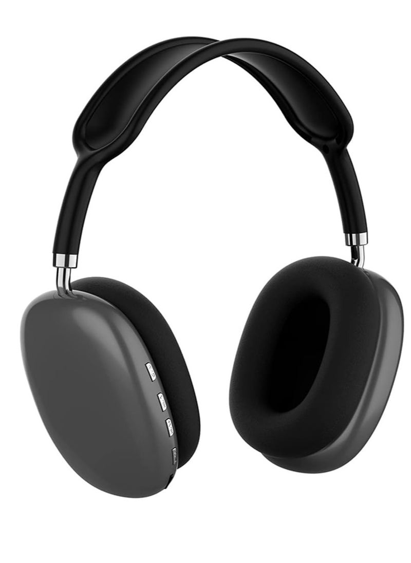 P9 - Ultra wireless headphones with microphone- rechargeable over ear wireless bluetooth headphones with 10hr playtime, sd slot, backup wire- soft cushion headset with mic (black) - Image 1