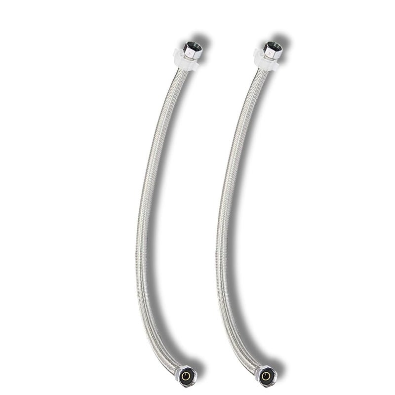 NEW WARE أنبوب اتصال من الفولاذ المقاوم للصدأ-304 الثقيل مناسب للسخان-حوض الغسيل|خلاط مياه ساخنة وباردة|حوض المطبخ|الصنابير|خزانات الطرد مجموعة من 2 مع 2 قطعة من صنبور تفلون (24 بوصة - 2 قدم) - Image 1