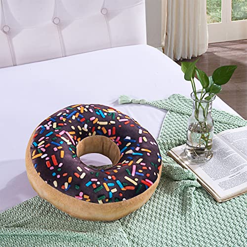 HYSEAS Round Throw Pillow 14 Inch Chocolate Donut, 3D Digital Print Decorative Comfortable Soft Plush Funny Food Shaped Pillow Light Weight Seat Pad Cushion for Couch, Chair, Floor, Sofa - Image 3