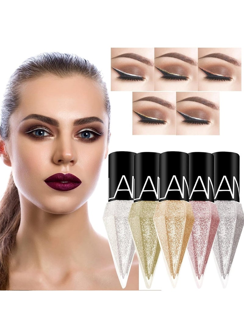 Huitich Organic Waterproof Gel Liquid Glitter Eyeliner Assorted 5 pcs - Image 3