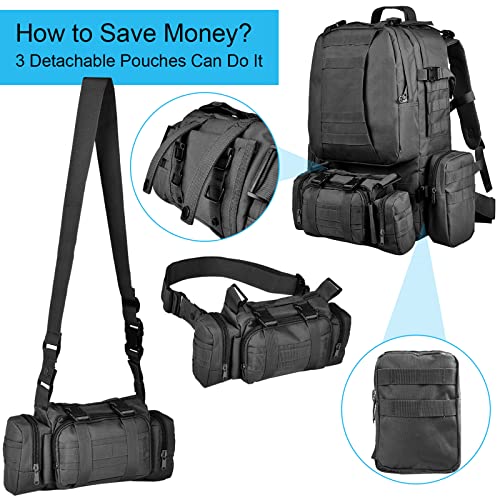 CVLIFE Tactical Backpack Military Army Rucksack 60L Large Assault Pack Detachable Molle Bag - Image 3