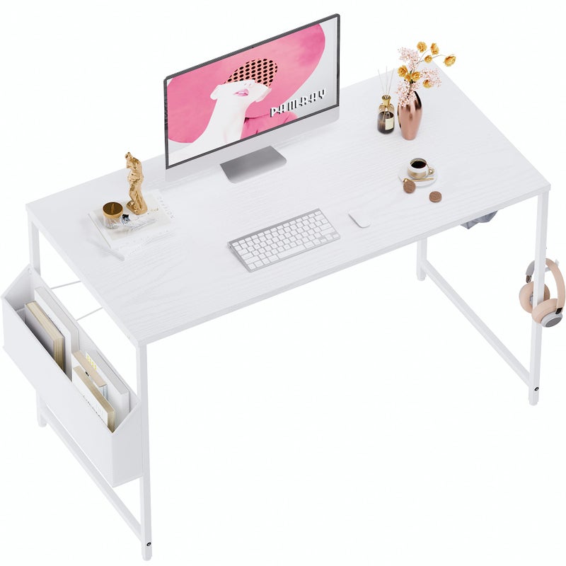 Pamray 47 Inch Computer Desk for Small Spaces with Storage Bag, Home Office Work Desk with Headphone Hook, Small Office Desk Study Writing Table - Image 1