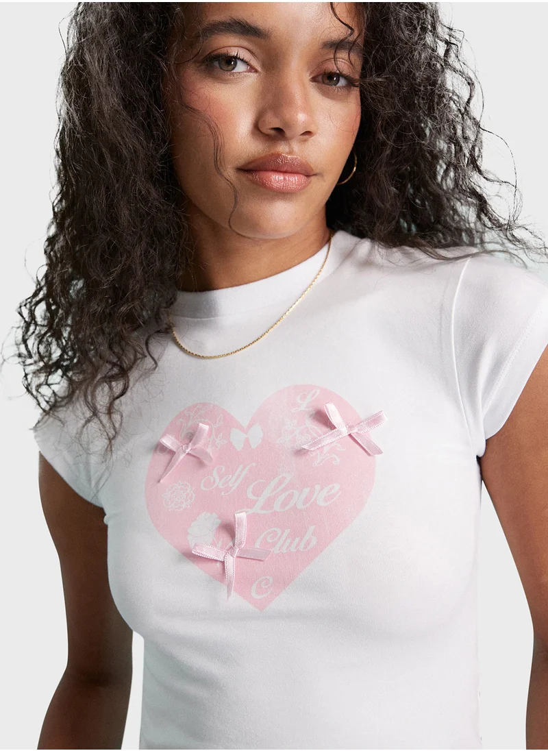 Miss Selfridge Printed Crew Neck T-Shirt