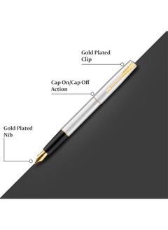 PARKER Frontier Stainless Steel Gold Trim Fountain Pen | Corporate Gift | Ideal For Professional Use  - Image 5