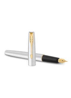 PARKER Frontier Stainless Steel Gold Trim Fountain Pen | Corporate Gift | Ideal For Professional Use  - Image 2