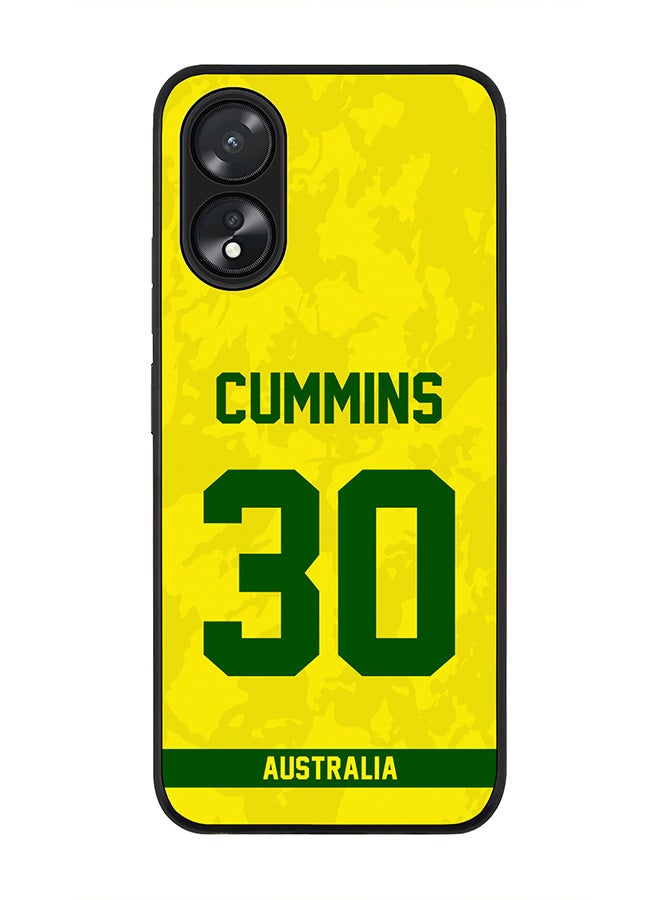 Rugged Black Edge case for Oppo A18 / Oppo A38, Slim fit Soft Flexible Rubber Edges Anti Drop Cover - Team Australia Pat Cummins, Jersey No 30