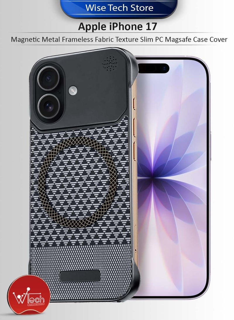 Wtech Apple iPhone 17 5G 2025 Magnetic Metal Frameless Fabric Texture Slim PC Magsafe Case Cover (MCCPSN) - Black/White - Image 1