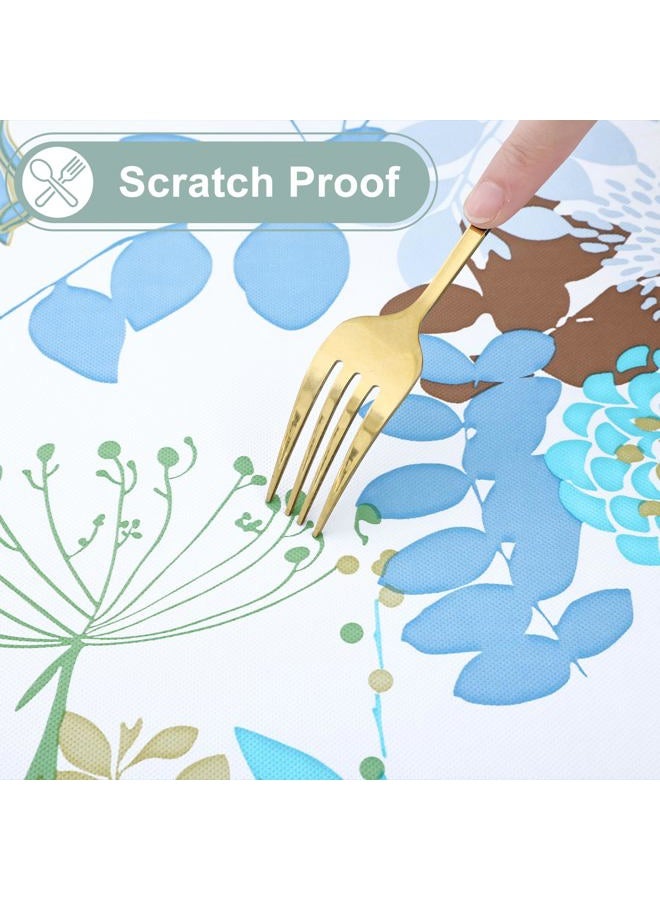 misaya Rectangle Waterproof Vinyl Table Cloth, Wipeable Tablecloth with Flannel Backing, Plastic Table Cover for Dinner, Picnic, Indoor and Outdoor (Leaves, 60" x 84") - Image 4