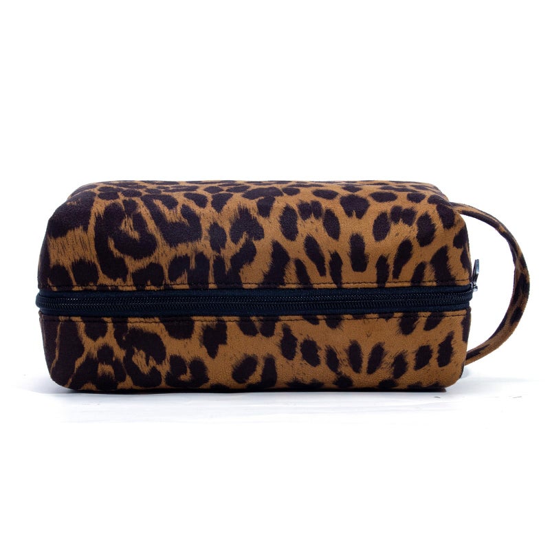 AGBIADD Makeup Bag For Women - Soft and Warm Material Cosmetic Bags Leopard Print Design Ladies Tote Bag,Women's Pencil Case Makeup Organizer with Zipper for women travel essentials (Brown) - Image 3