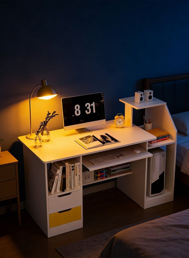 Sharpdo Modern Home Office Desk Study Desk with Drawers for Storage Desk Desk Tabie Desk Organizer Bedroom Desk 98*40*92cm - Image 4