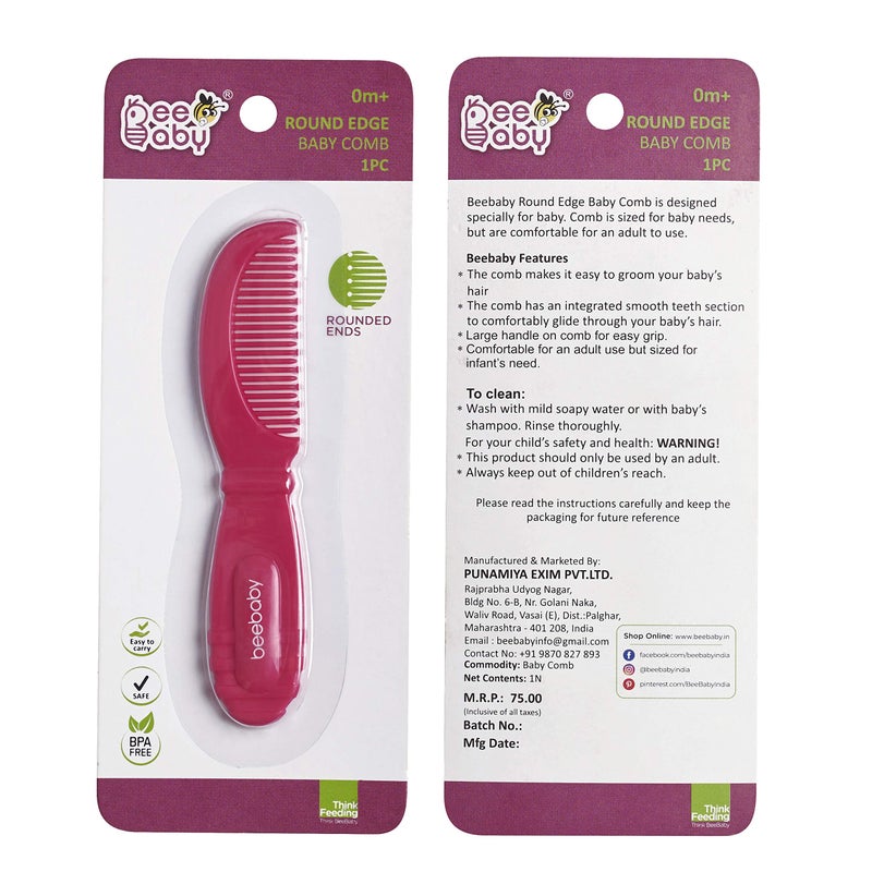 Beebaby Baby Comb Soft Bristles Hair Comb For Babies, Infants and Toddlers, Nursery Newborn Showers, Cradle Cap & Birthday Gift: Violet - Image 4