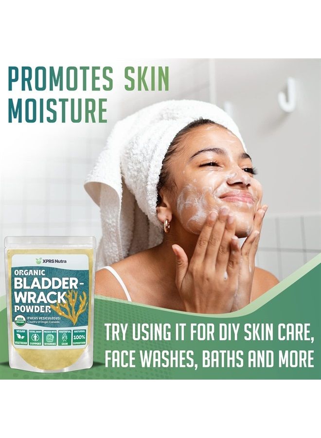 Organic Bladderwrack Powder (Fucus Vesiculosus) - Premium Bladderwrack Organic Powder for Glowing Skin - Vegan Friendly Bladderwrack Herb Iodine Supplement (4 Ounce)